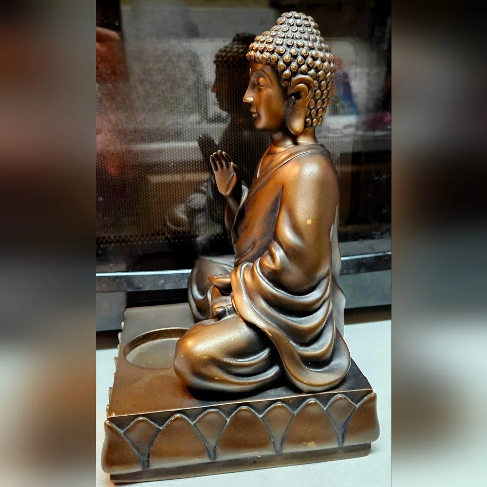 Partylite Copper Bronze Tone Buddha Votive Candle Holder Figurine 9.25" Tall - Picture 3 of 6